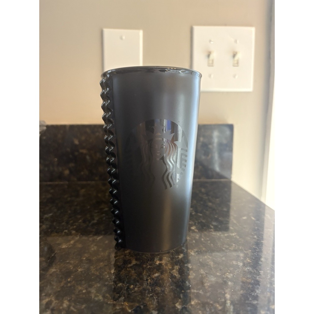 Starbucks Studded Black Matte w/ Lime Green Lid *Rare